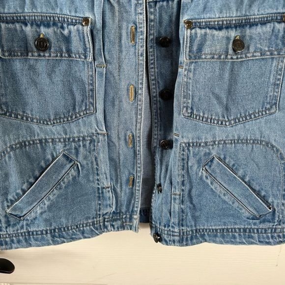 Vintage Solutions! Original Denim Jean Vest Corduroy Collar, Sz Small - Picture 6 of 16